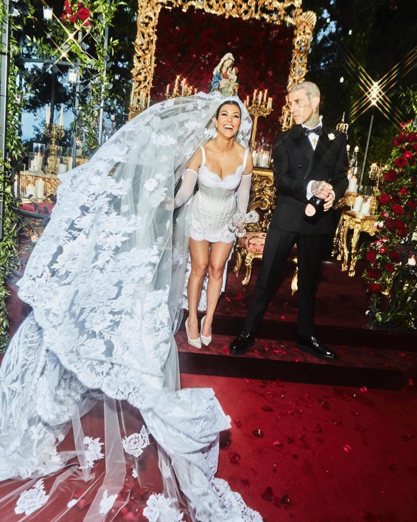 Kourtney Kardashian and Travis Barker during their wedding