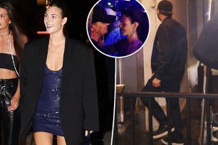 Leonardo DiCaprio and Vittoria Ceretti at Paris party with an inset of them at an Ibiza club.